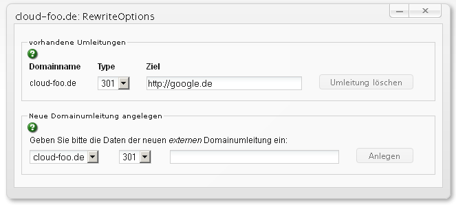 Evolution Hosting Domainumleitung